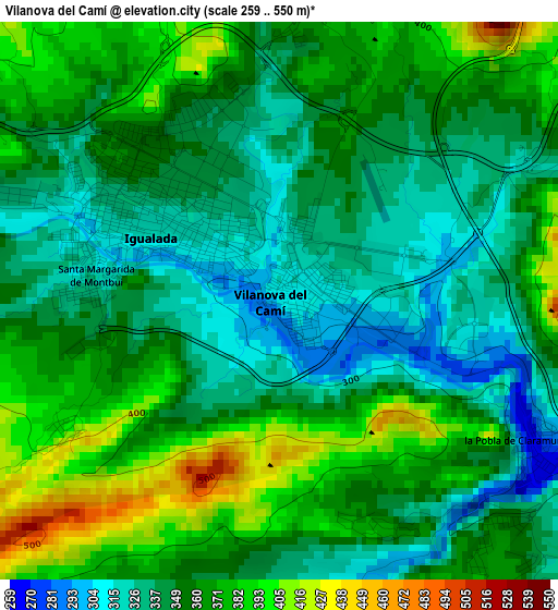 Vilanova del Camí elevation map