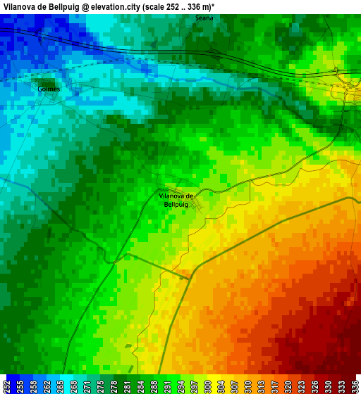 Vilanova de Bellpuig elevation map