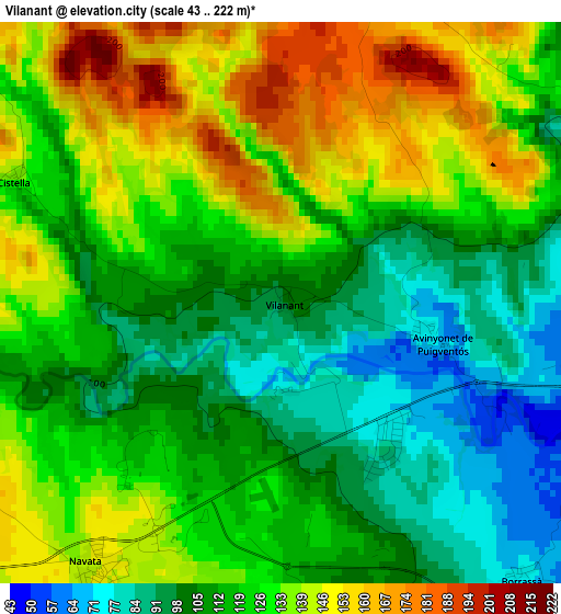 Vilanant elevation map