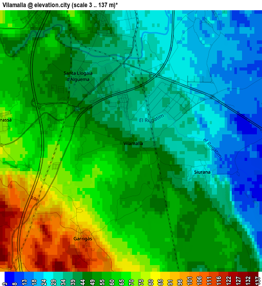 Vilamalla elevation map