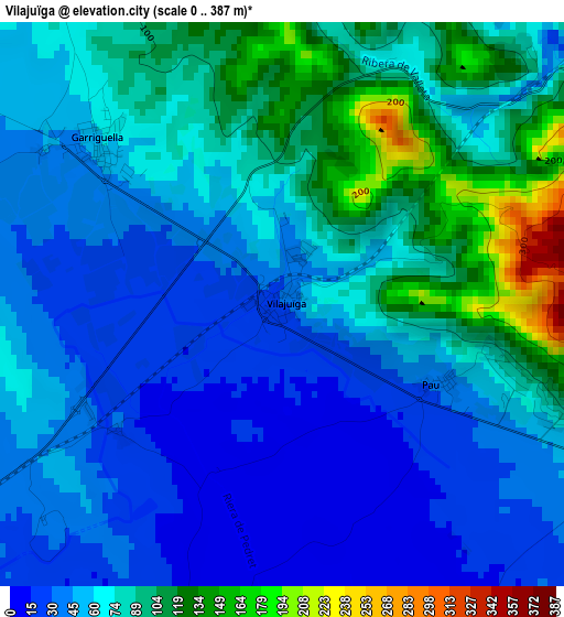 Vilajuïga elevation map