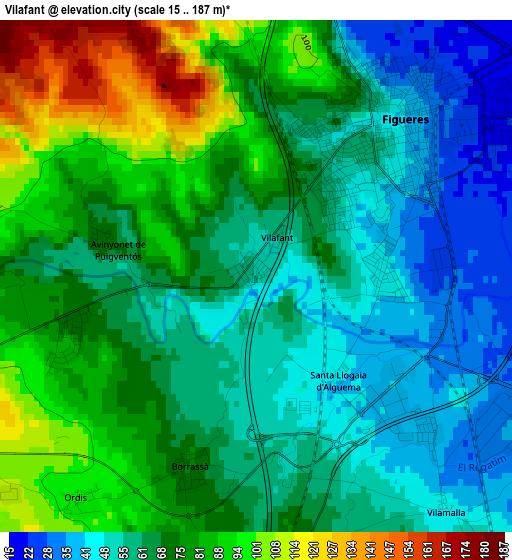 Vilafant elevation map