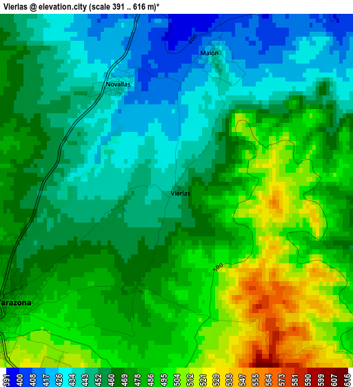 Vierlas elevation map