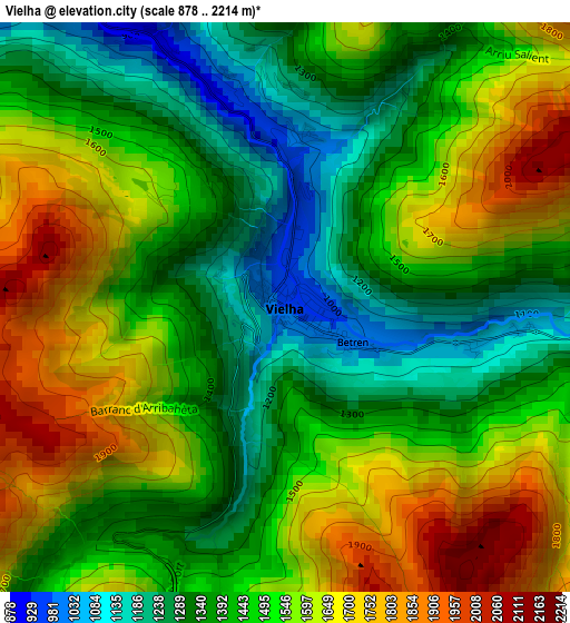 Vielha elevation map