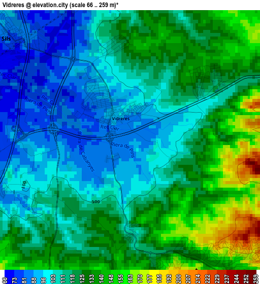 Vidreres elevation map