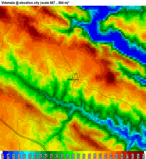 Videmala elevation map