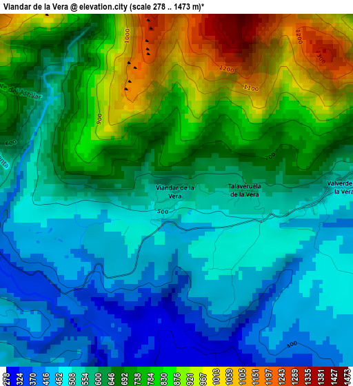 Viandar de la Vera elevation map