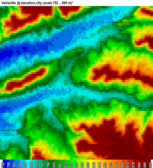 Vertavillo elevation map