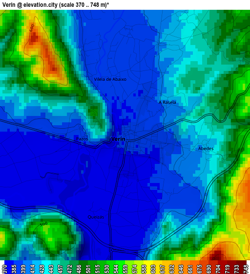 Verín elevation map