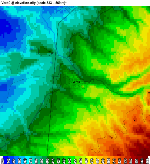 Verdú elevation map