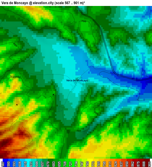 Vera de Moncayo elevation map