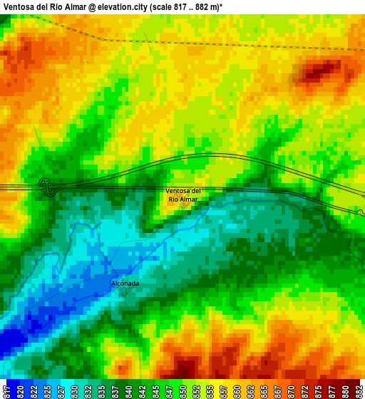 Ventosa del Río Almar elevation map