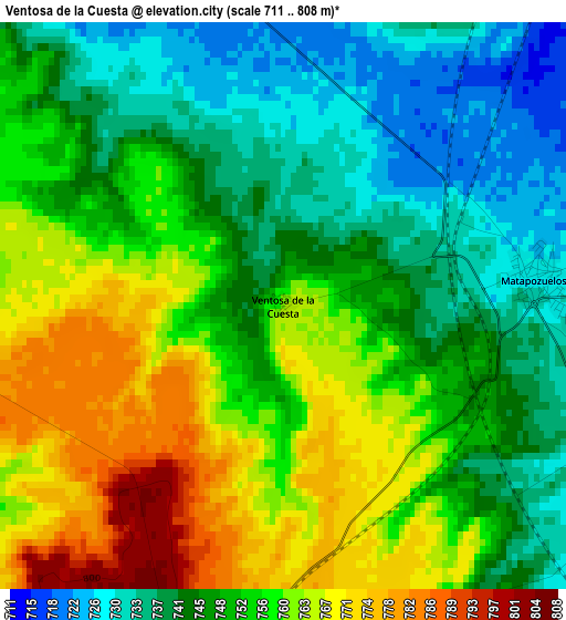 Ventosa de la Cuesta elevation map