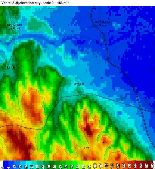 Ventalló elevation map