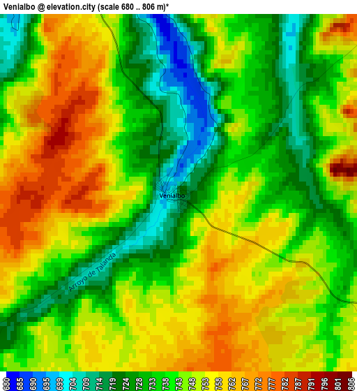 Venialbo elevation map