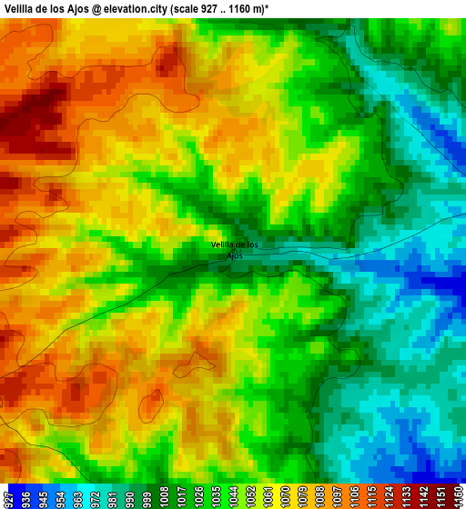 Velilla de los Ajos elevation map