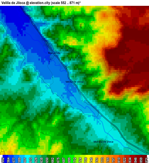 Velilla de Jiloca elevation map