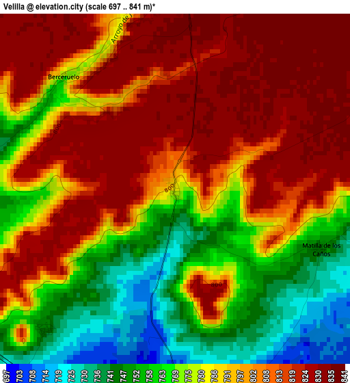 Velilla elevation map