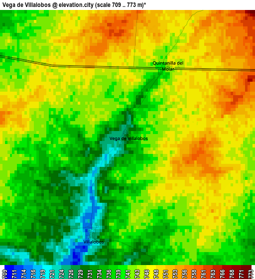 Vega de Villalobos elevation map