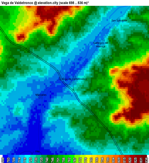 Vega de Valdetronco elevation map