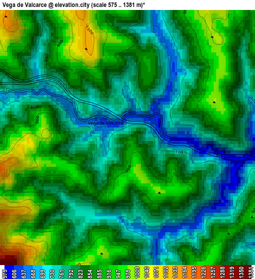 Vega de Valcarce elevation map