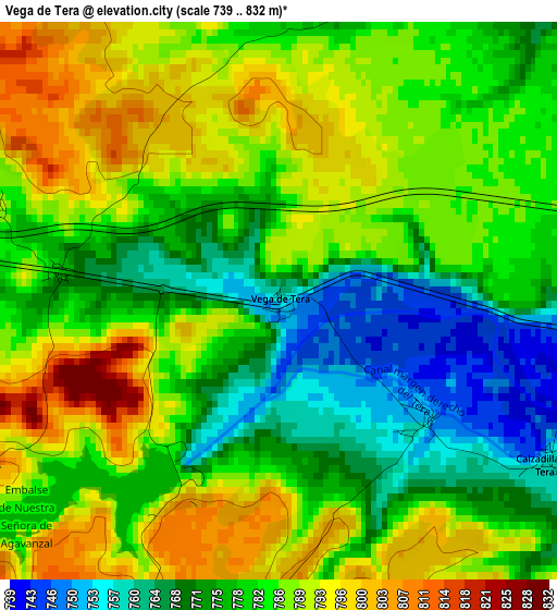 Vega de Tera elevation map