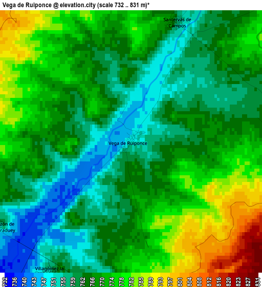 Vega de Ruiponce elevation map