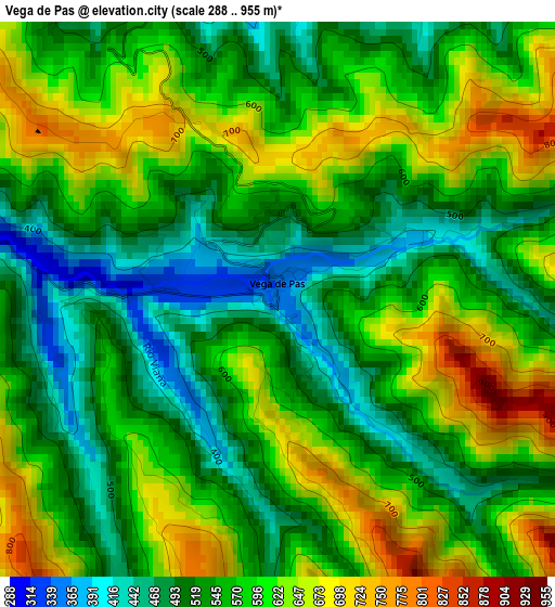 Vega de Pas elevation map