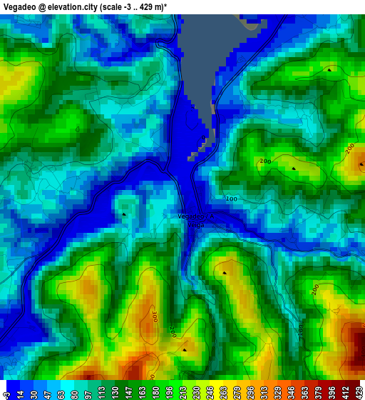 Vegadeo elevation map