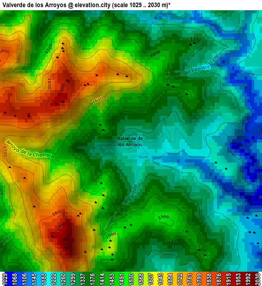 Valverde de los Arroyos elevation map