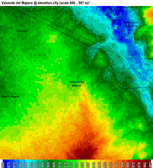 Valverde del Majano elevation map