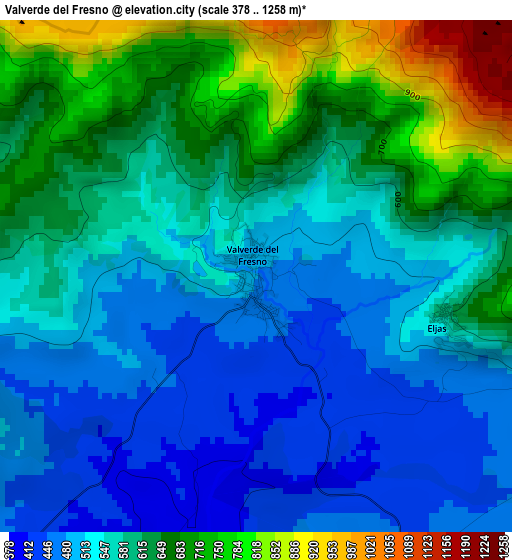 Valverde del Fresno elevation map