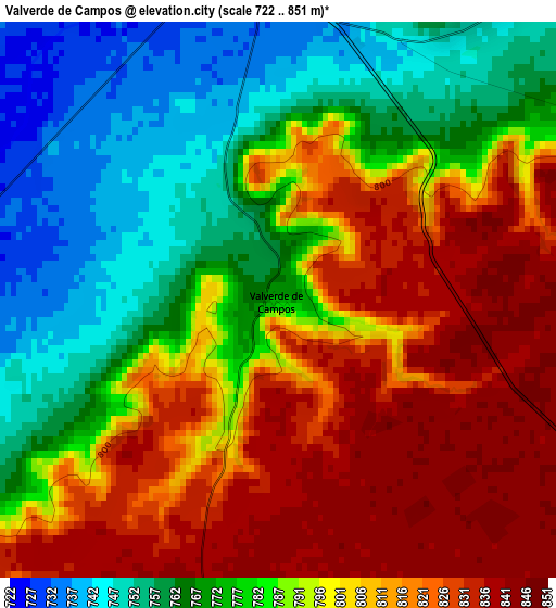 Valverde de Campos elevation map