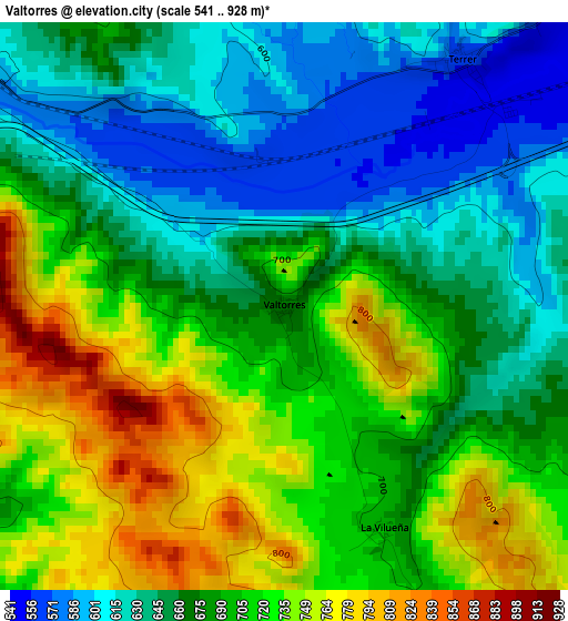 Valtorres elevation map