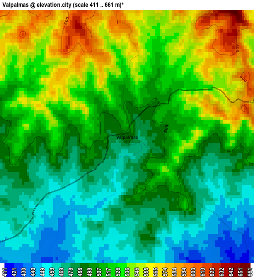 Valpalmas elevation map