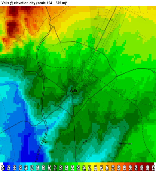 Valls elevation map