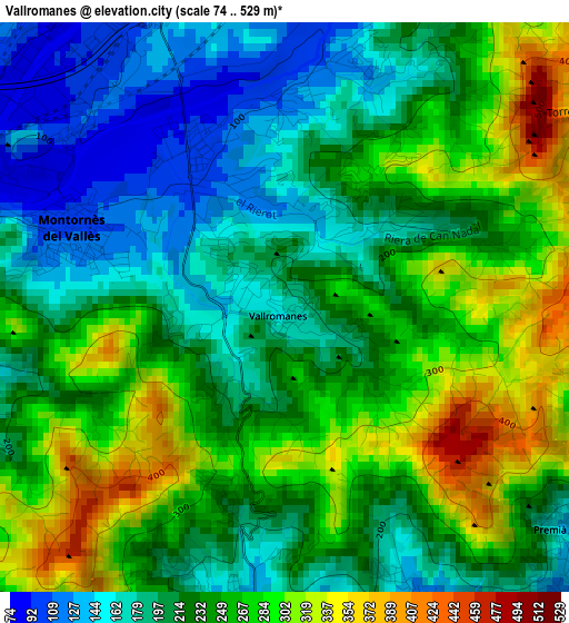 Vallromanes elevation map