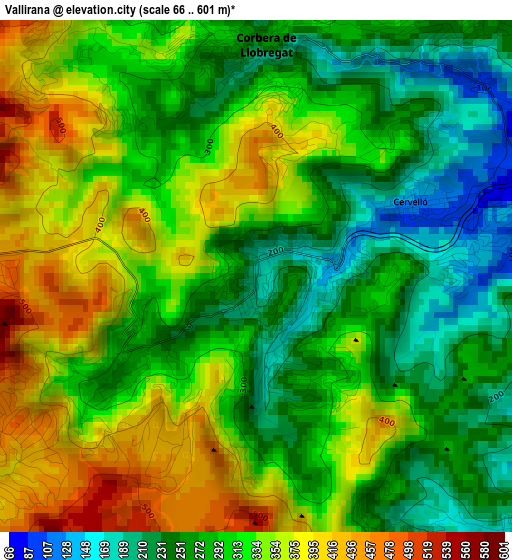 Vallirana elevation map