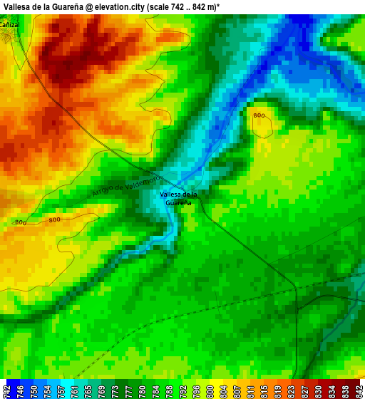 Vallesa de la Guareña elevation map