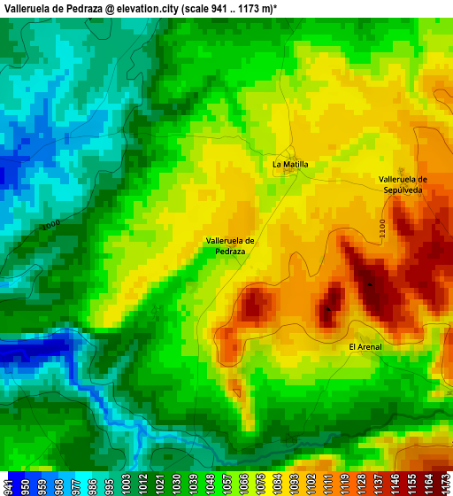 Valleruela de Pedraza elevation map