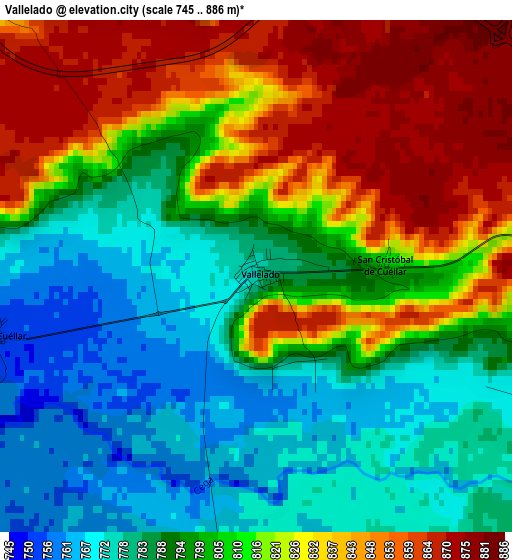 Vallelado elevation map