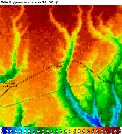 Vallecillo elevation map