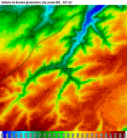 Vallarta de Bureba elevation map