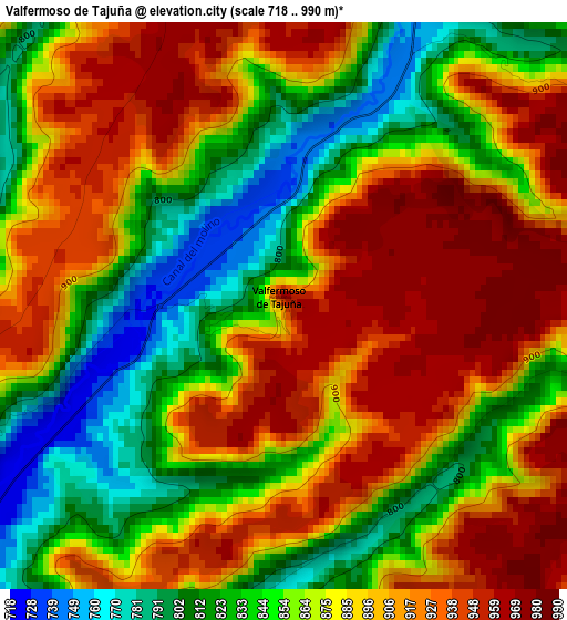 Valfermoso de Tajuña elevation map