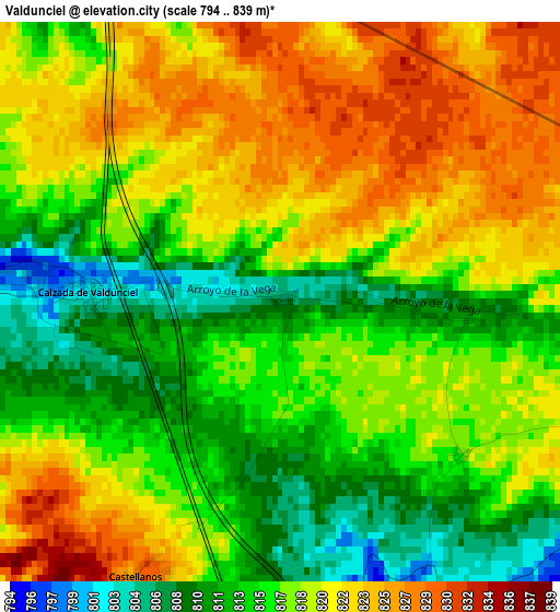 Valdunciel elevation map