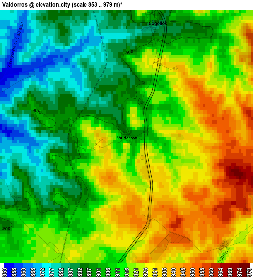 Valdorros elevation map