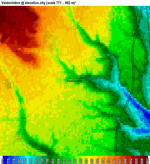 Valdevimbre elevation map