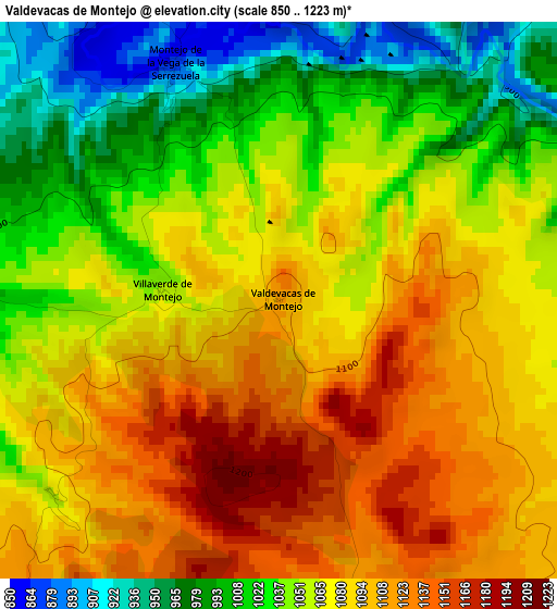 Valdevacas de Montejo elevation map