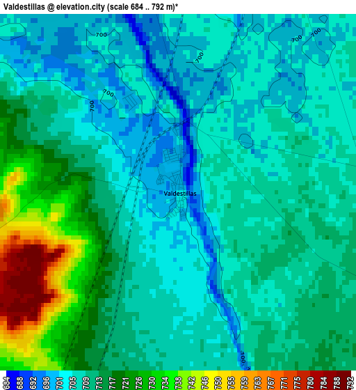 Valdestillas elevation map