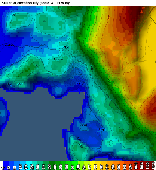 Kalkan elevation map